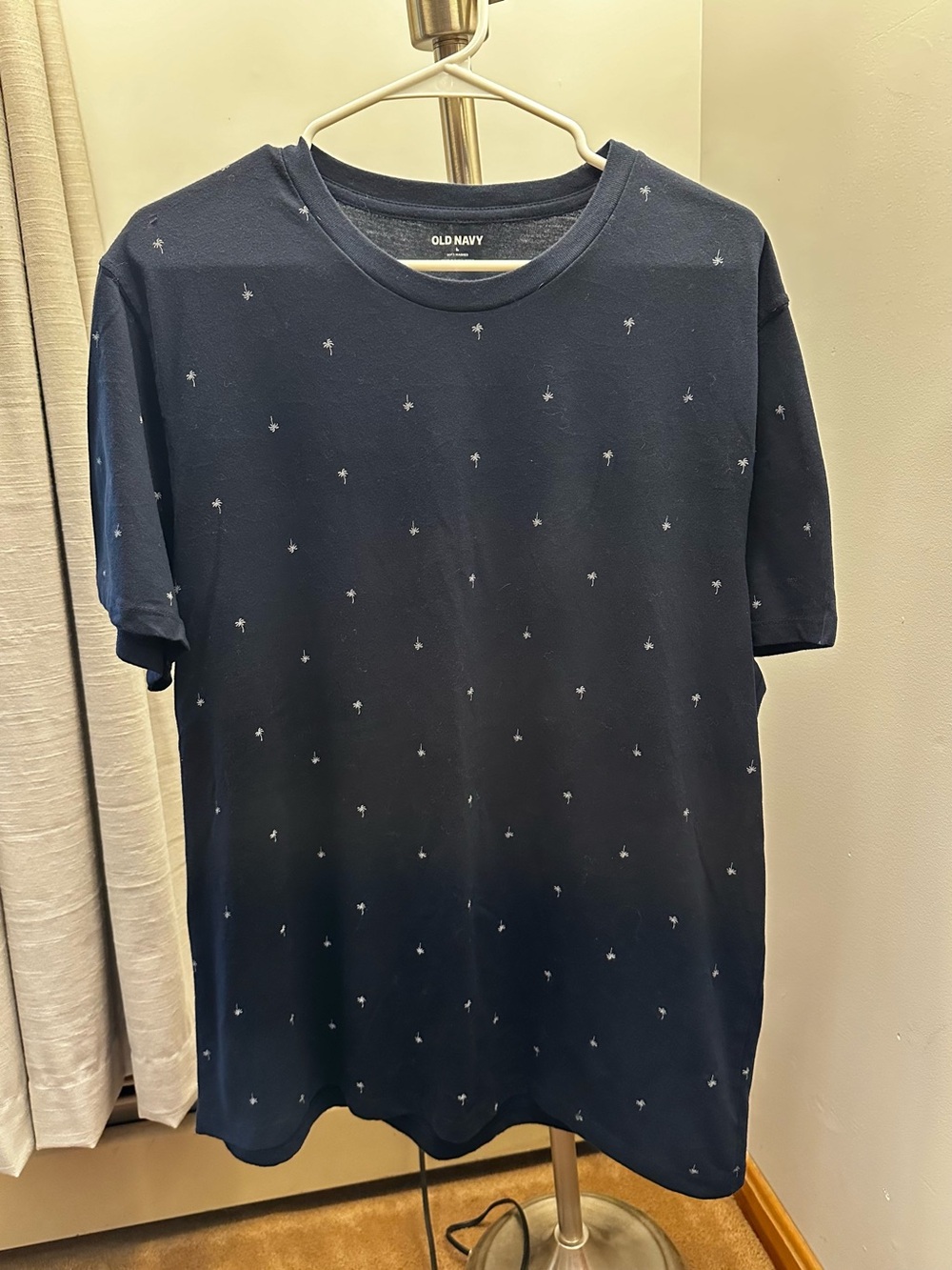 Old Navy Navy Short-Sleeve Palm Tree Crew Neck Tee